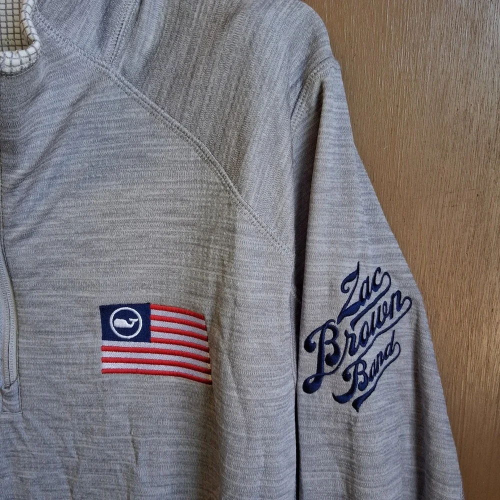 Vineyard Vines Performance Zac Brown Band Gray 1/4 zip Mens Large - Picture 7 of 15